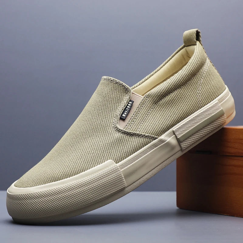 Men's Canvas Casual Loafer Shoes – Lightweight, Non-Slip, Washed Denim Slip-On