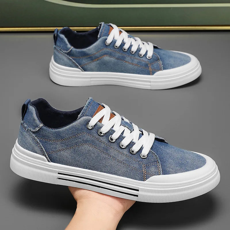 Men's Vulcanized Canvas Lace-Up Sneakers – Stylish & Durable Casual Shoes