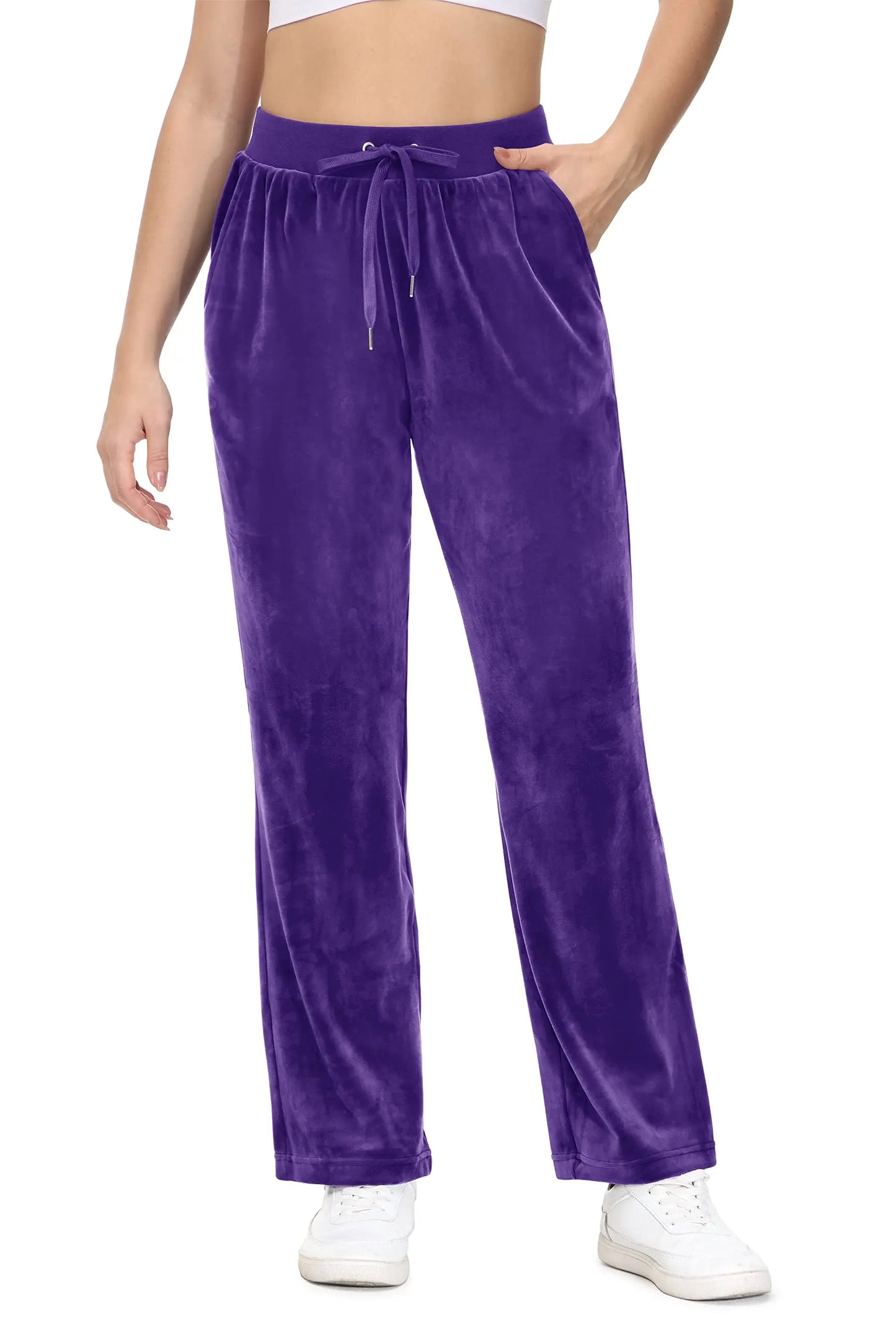 Women's Fleece Jogger Sweatpants with Drawstring and Elastic Waist