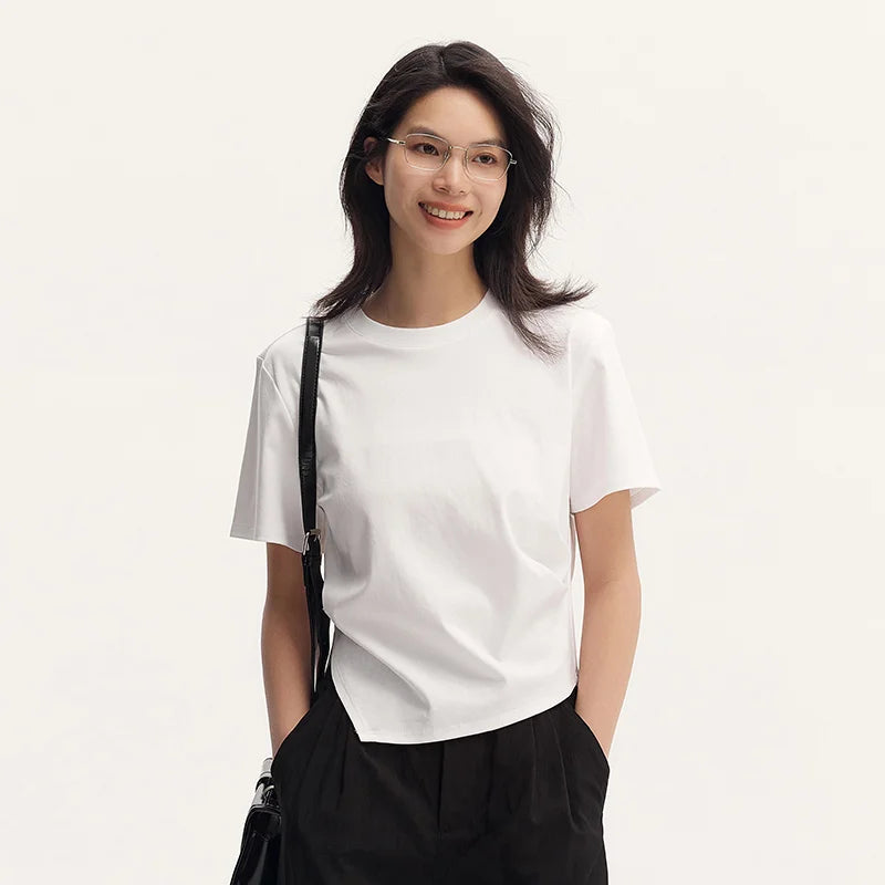 Slim Cotton T-Shirt for Women by Semir - Short Sleeve Stylish Tee