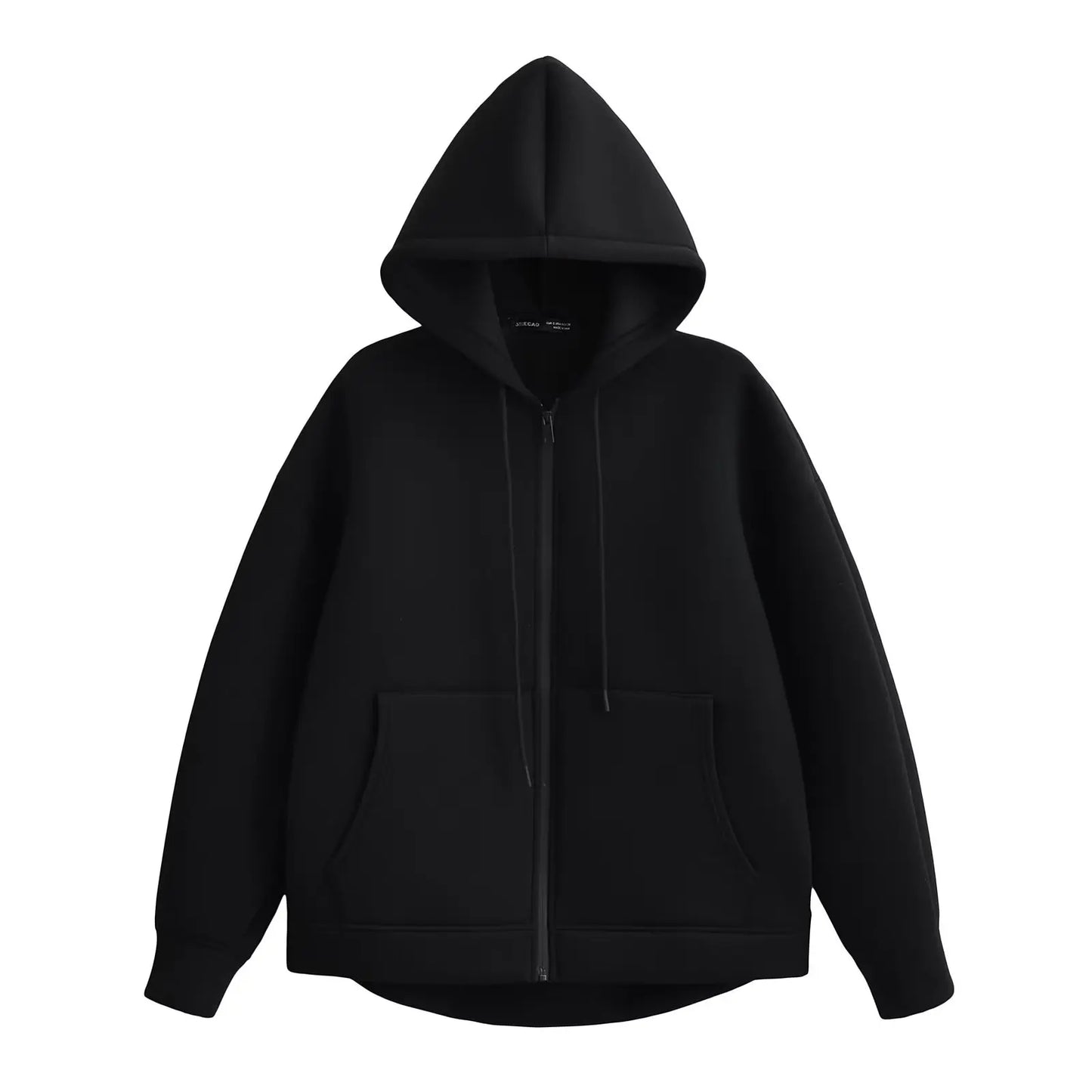 TRAF KEYANKETIAN Unisex Oversized Zipper Hoodie with Double Pockets