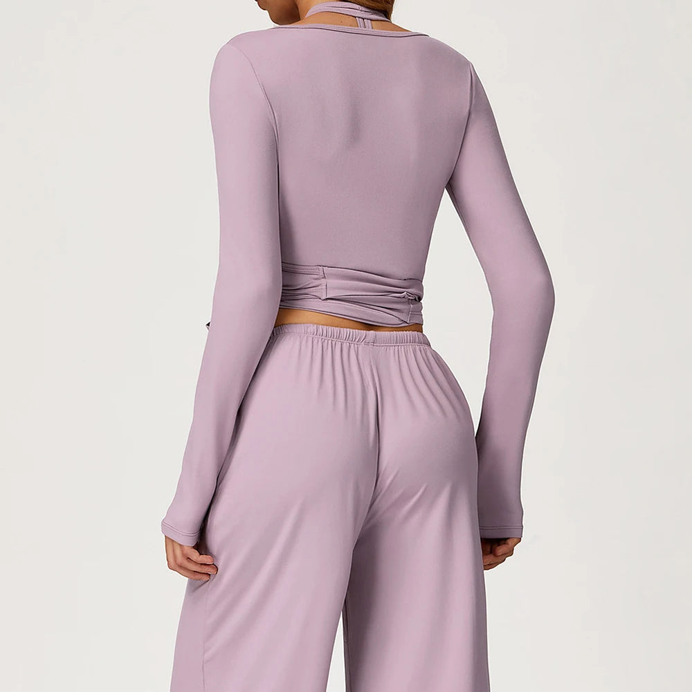 Women's Two-Piece High Elastic Breathable Crop Sweater & Pants Set