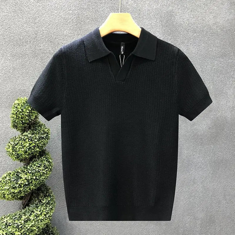 Men's Korean Style Slim Fit Polo Shirt – Thin Knit T-Shirt for Men