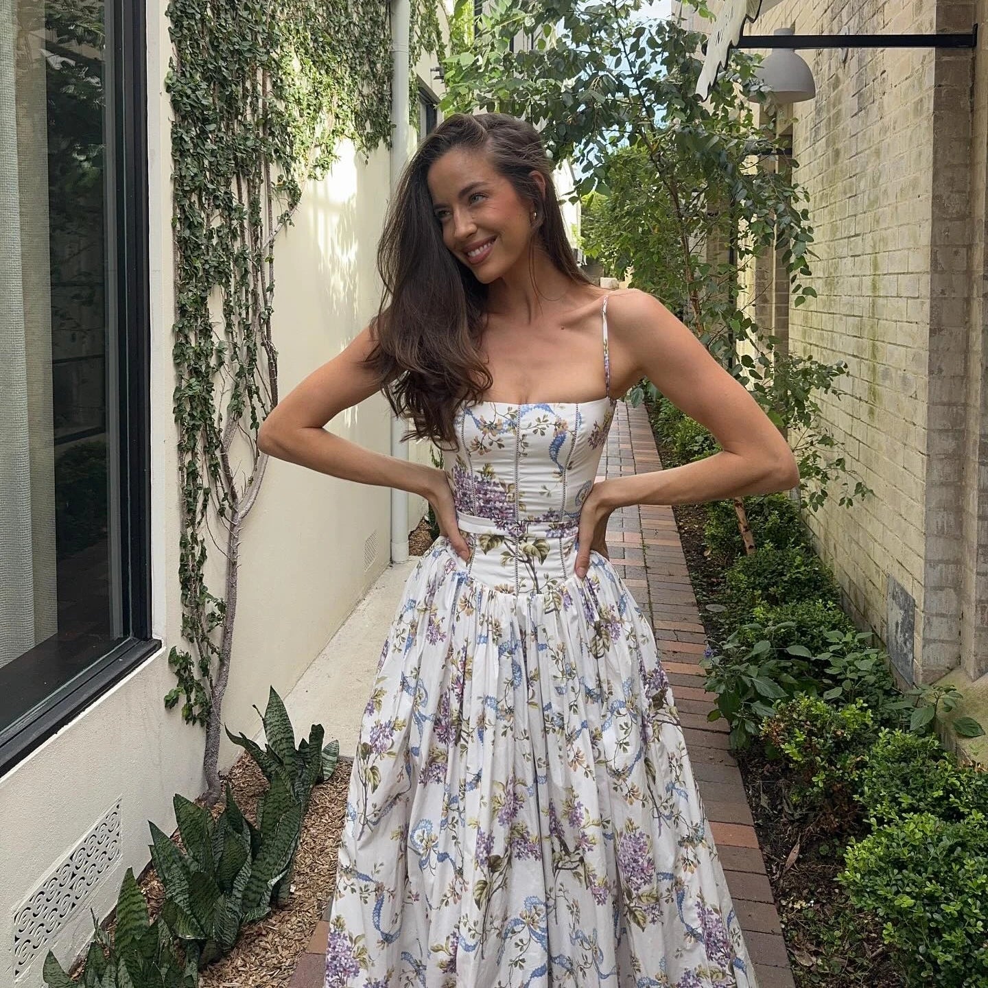 Elegant Women's Midi Dress with Floral Print