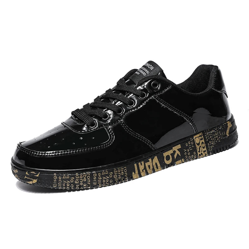 Premium Glossy Lace-Up Sneakers for Men