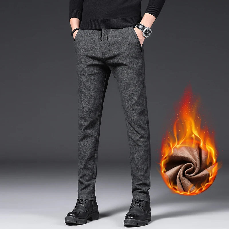 Men's Cotton Fleece Trousers with Drawstring and Elastic Waistband