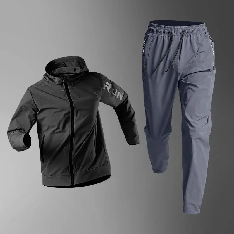 Men's Quick Dry Fitness Set: 2-Piece Jacket and Sweatpants Combo - Loose Fit