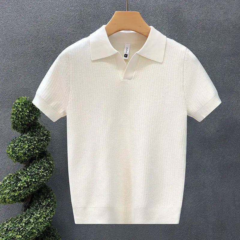 Men's Korean Style Slim Fit Polo Shirt – Thin Knit T-Shirt for Men
