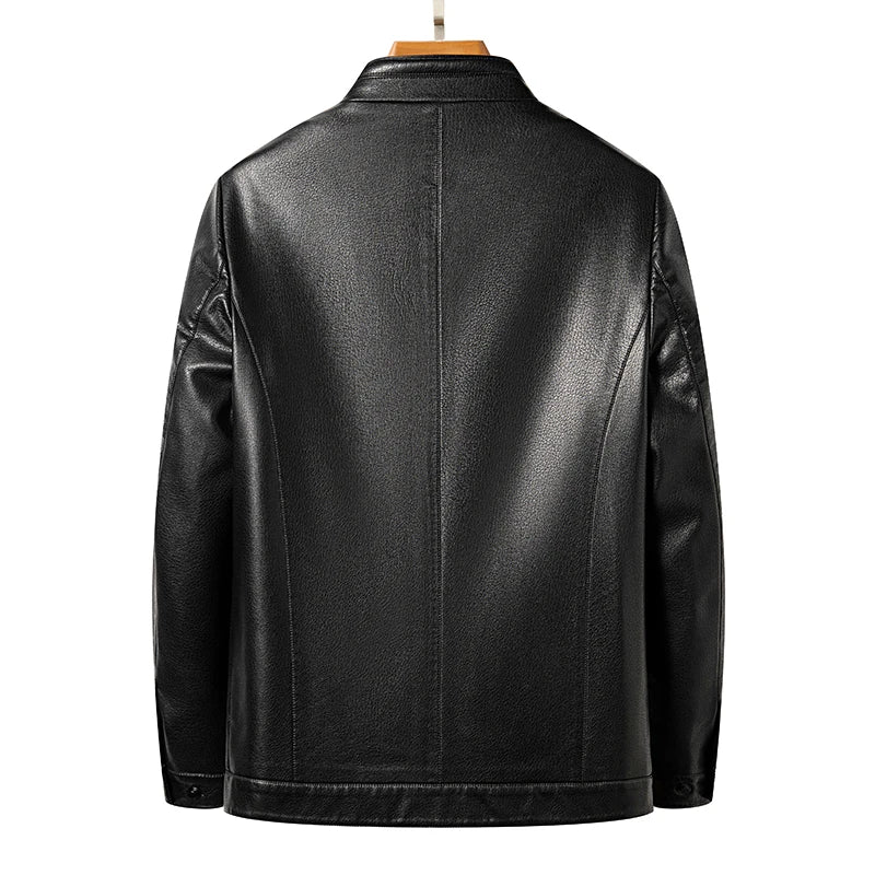 Men's Genuine Leather Stand Collar Jacket – Slim Fit Thin Design for Men
