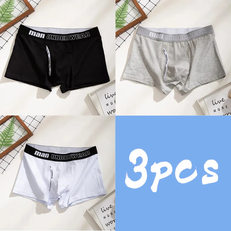 3-Pack Men's 100% Cotton Comfortable Fitted Boxers - Soft Close-Fitting Underwear