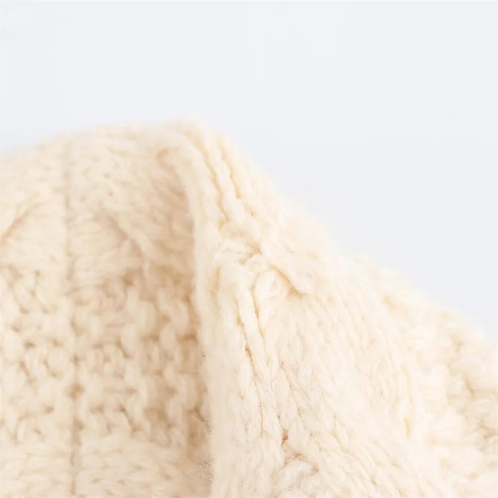 Women's Knitted Medium Long Coat with Open Collar – Stylish & Cozy Outerwear for Women