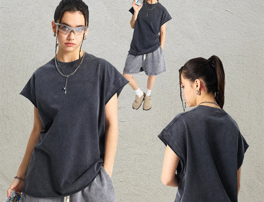 ZODF Unisex Cotton Tank Top – Oversized Loose Fit Sleeveless Vest