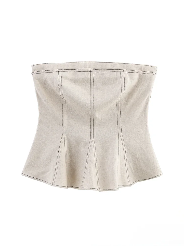 Women's Two-Piece Set: Sleeveless Tube Top & High-Waist Wide Leg Pants