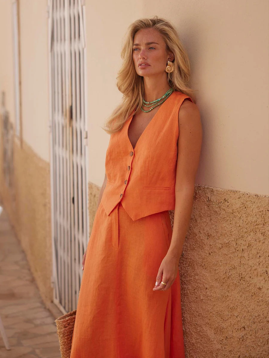 Women's Two Piece Vest & Skirt Set
