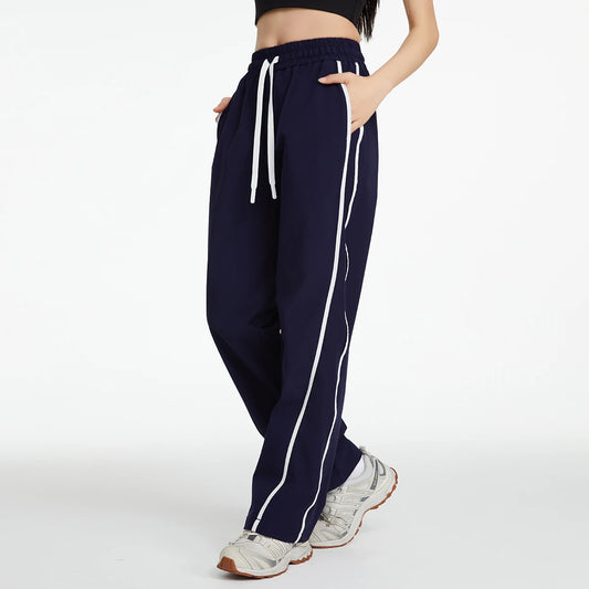 High Waist Elastic Waist Straight Leg Sweatpants for Women