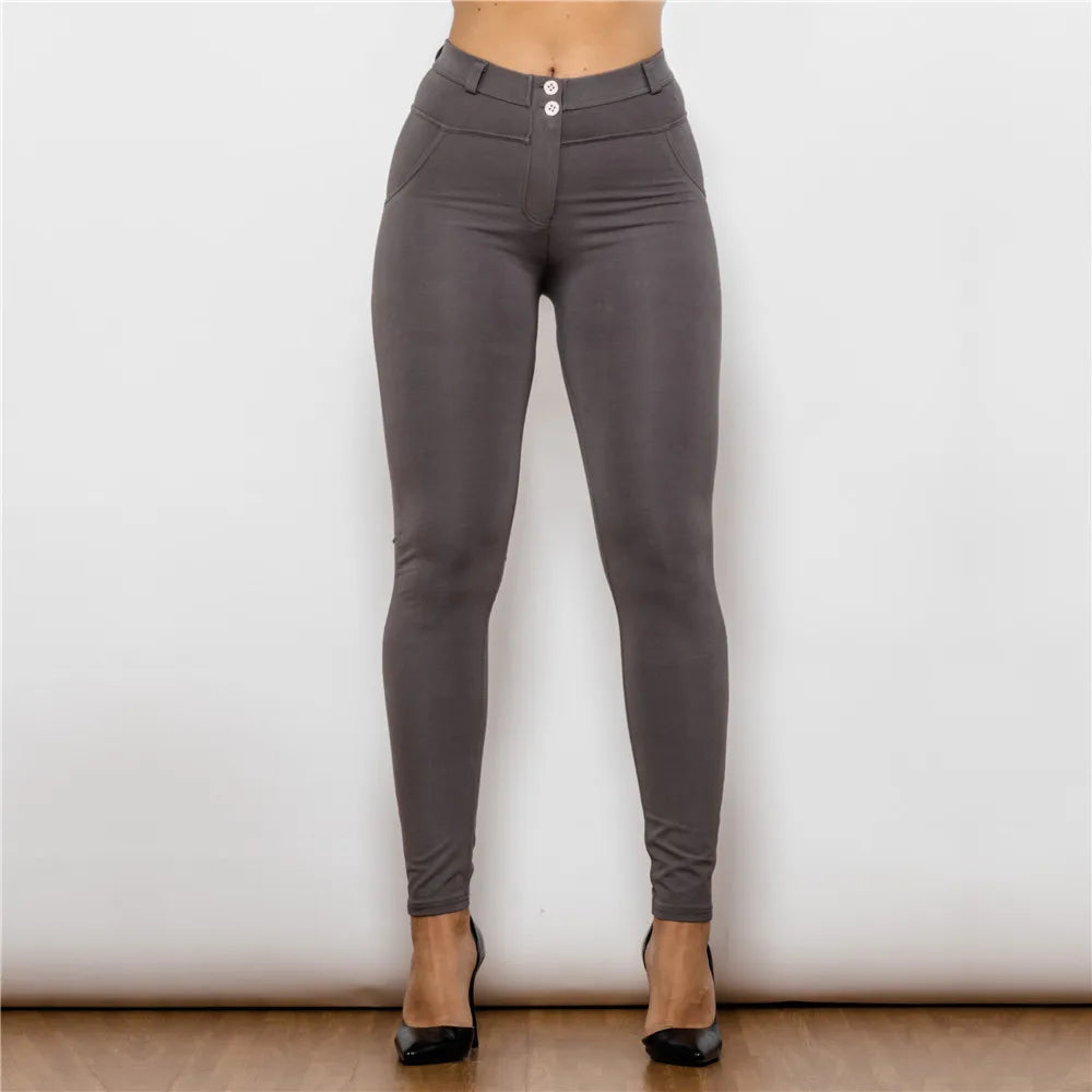 Women's Slim Fit Stretch Skinny Pants - High-Waisted Pencil Trousers with Push-Up Design