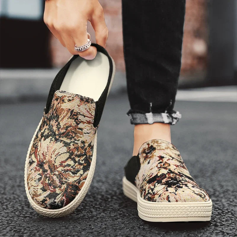 Men's Canvas Slippers – Anti-Slip Soft Sole Half Slippers