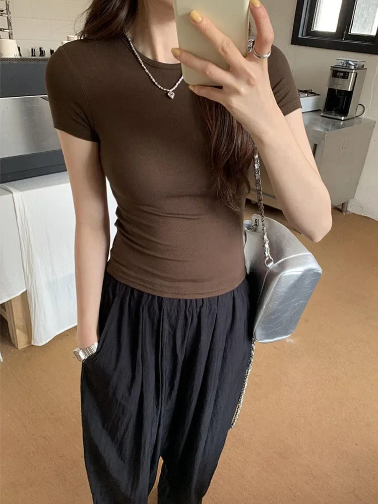 Women's Slim Fit Crewneck Cropped T-Shirt