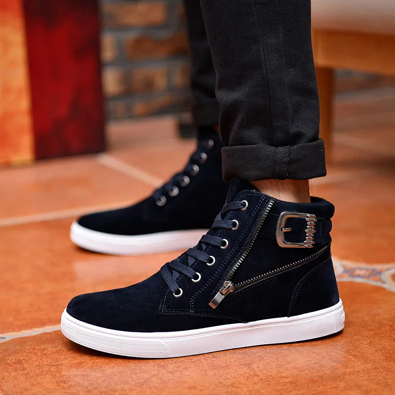 Men's Breathable High Top Casual Sneakers with Side Zipper