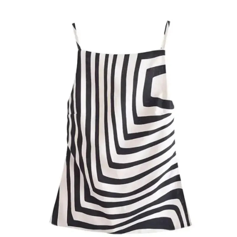 Backless Sleeveless Black and White Crop Top for Women with Thin Straps