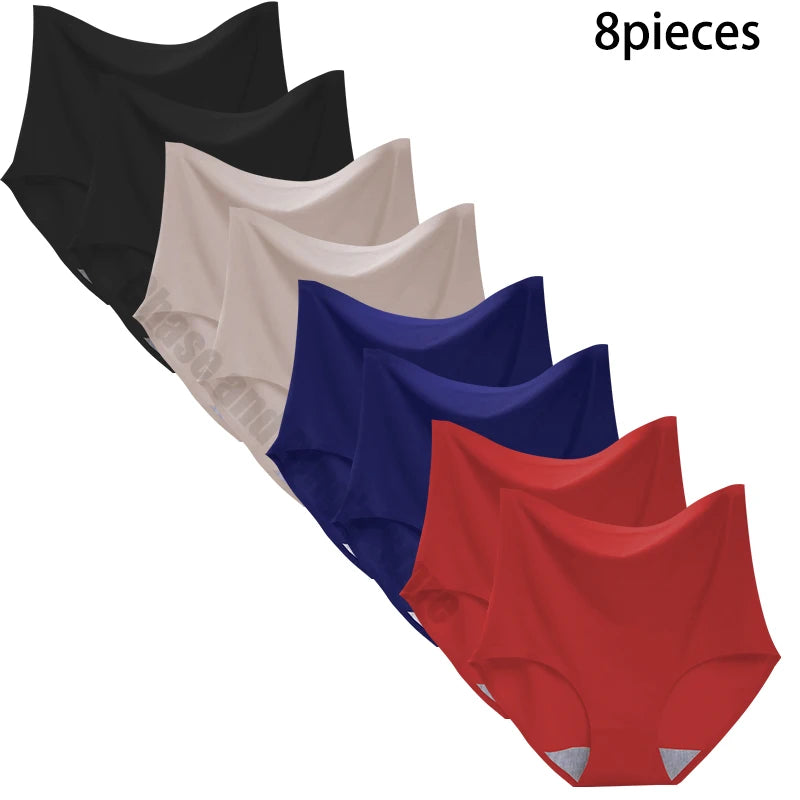 8-Pack Women’s Ice Silk Seamless Triangle Briefs - Comfortable, Tight Fit, Elastic Underwear Set