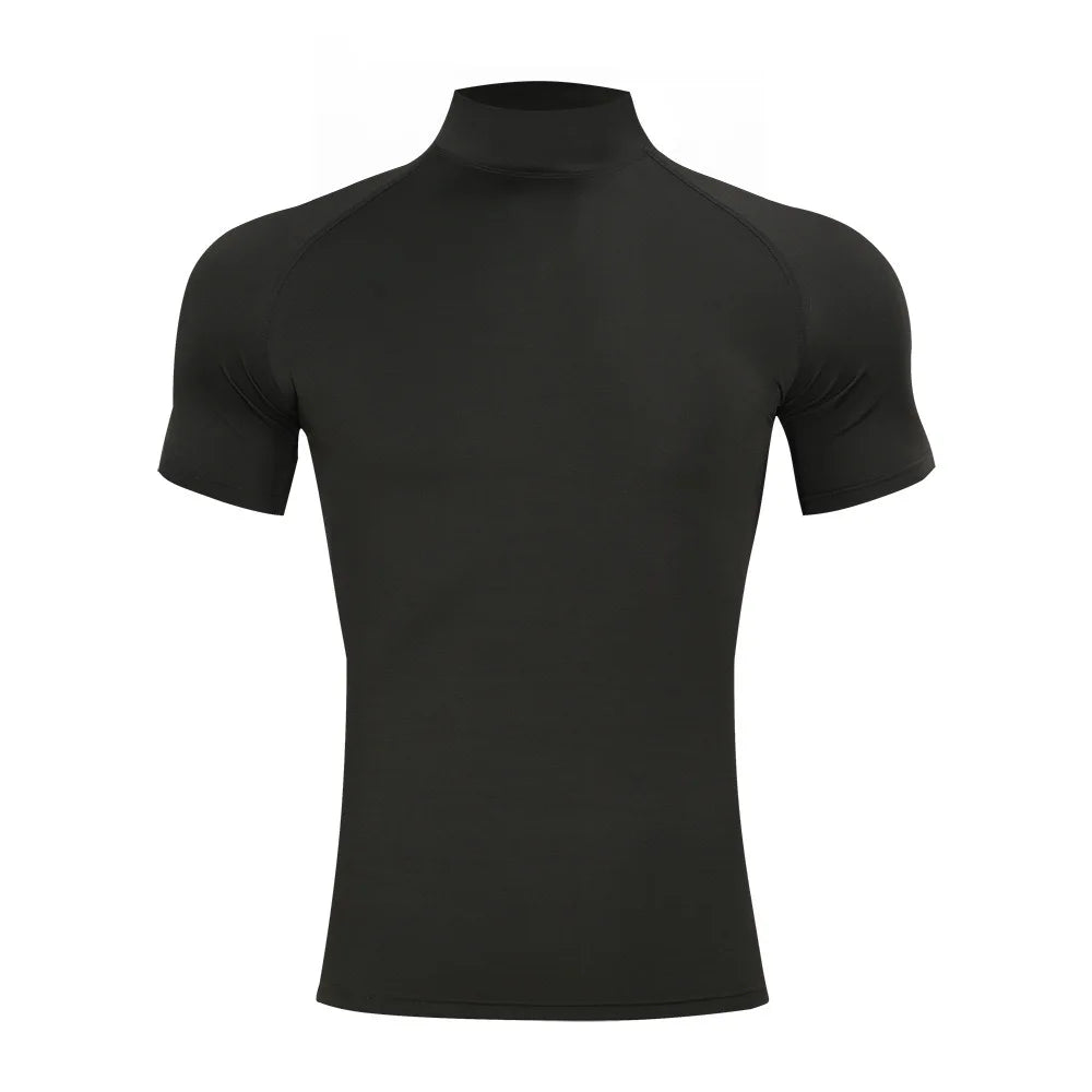 Black short-sleeve shirt on a white background