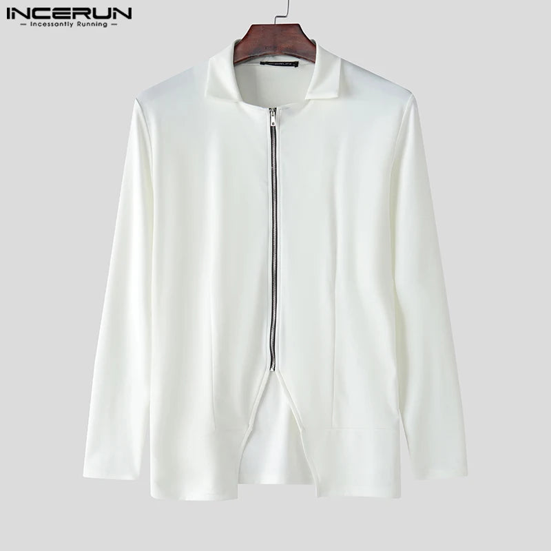 INCERUN Men's Slim Fit Zipper Stand Collar Sweater
