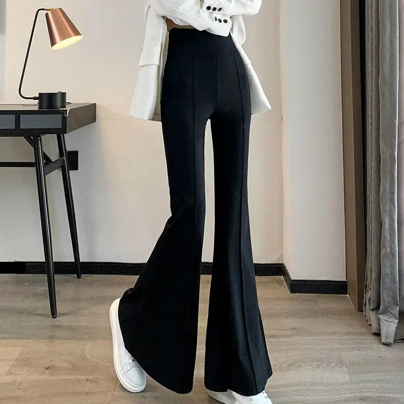 Women's High-Waist Flare Pants - Slim Fit Casual Trousers for Women