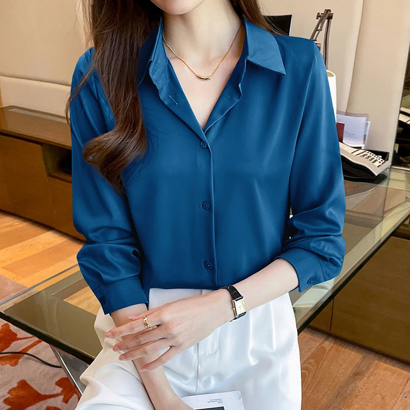 Long Sleeve Satin Shirt for Women