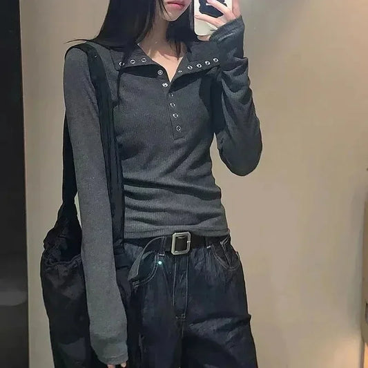 Women's Slim Fit Button-Up Long Sleeve Knit Sweater
