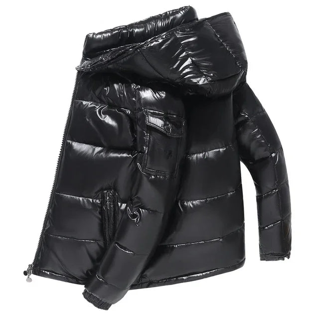 Men's Glossy Hooded Down Parka Jacket