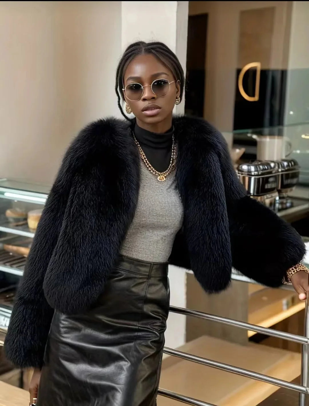 Elegant Women's Classic Faux Fur Jacket