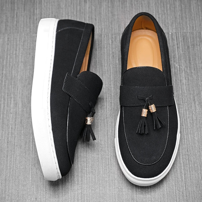 Luxury Men's Suede Tassel Loafers – Comfortable Stylish Dress Shoes
