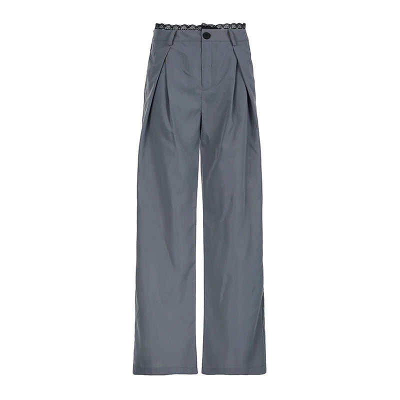 Women's Long Lace Loose Casual Straight Pants