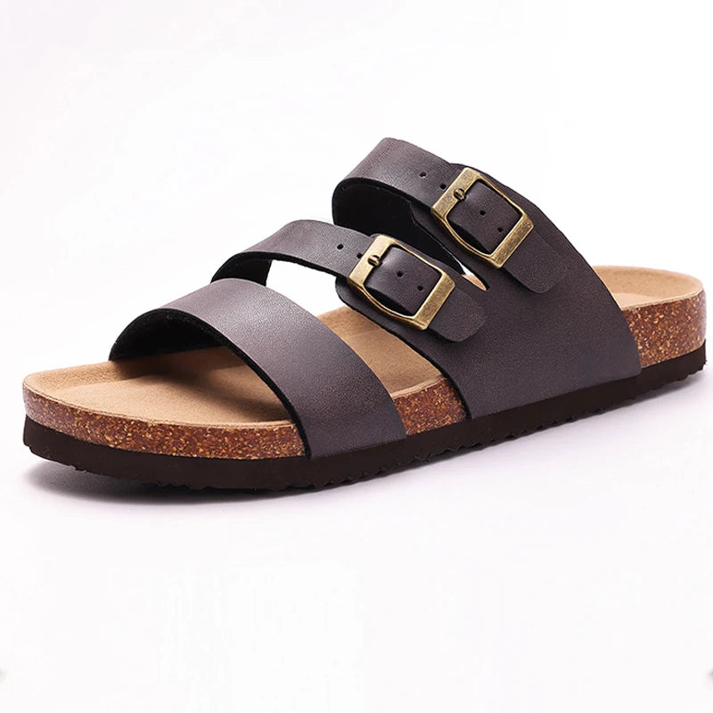 Women's Classic Suede Slippers with Double Buckle