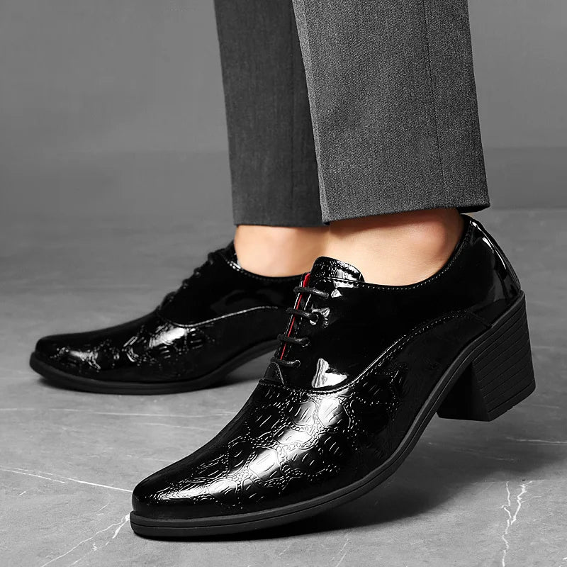 Luxury Men's Pointed Toe Elevation Shoes - Stylish Height-Enhancing Footwear