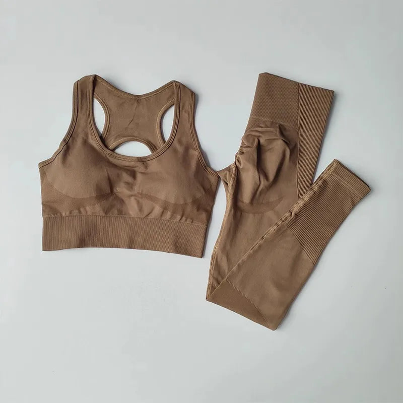 High Waist Seamless Leggings and Bra Set for Women