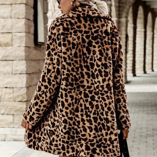 Women's Leopard Print Faux Fur Jacket