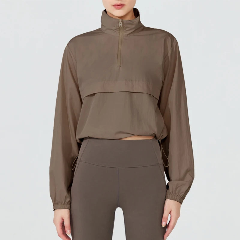 Women's Lightweight Waterproof Athletic Quarter Zip Jacket – Breathable & Sporty Women's Sportswear Outerwear