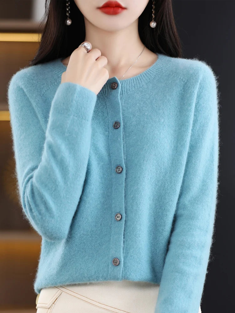 Women's Long Sleeve Merino Wool Cardigan