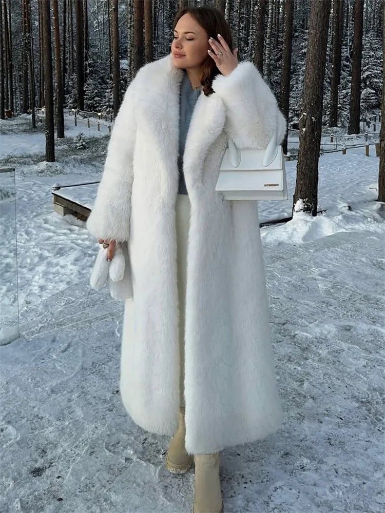 Women's Faux Fur Coat – Luxury Elegant Loose Fit Coat