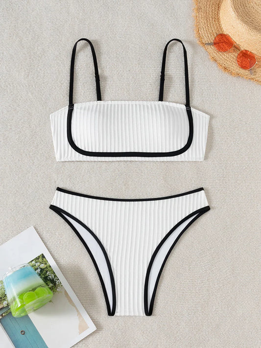 Women's High Waist Strappy Bikini Swimsuit