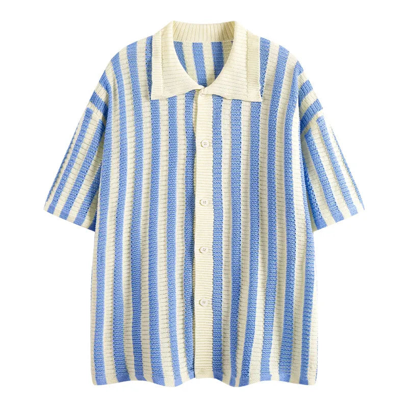 Men's Knitted Casual Sweater Shirt – Loose Fit, Breathable & Comfortable