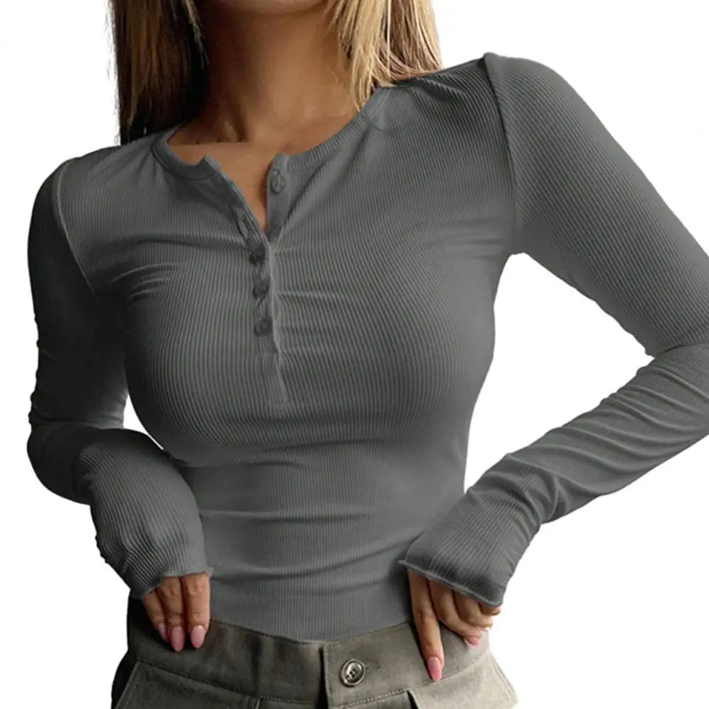 Women's Long Sleeve Button-Up Slim Fit Breathable Sweater