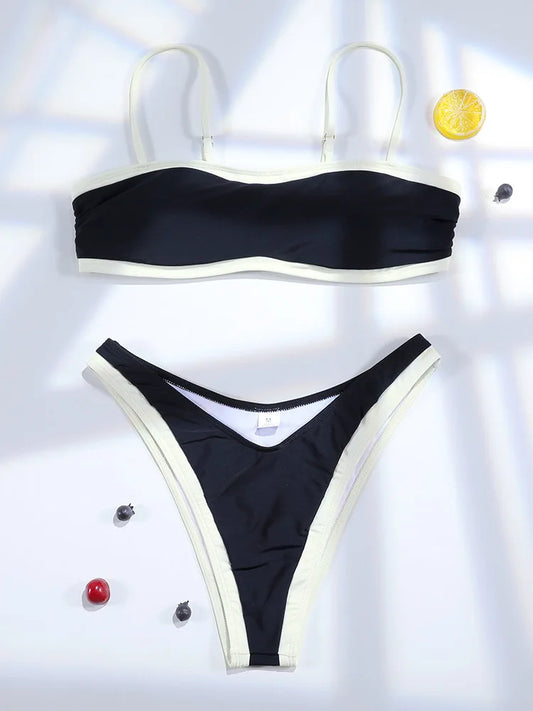 Two-Piece Women's Triangle Thong Bikini Set
