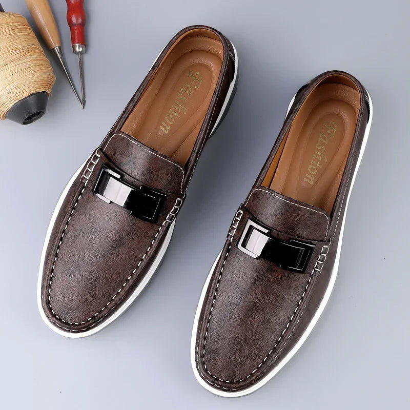 Men's Leather Casual Slip-On Loafers – Stylish and Comfortable Slip On