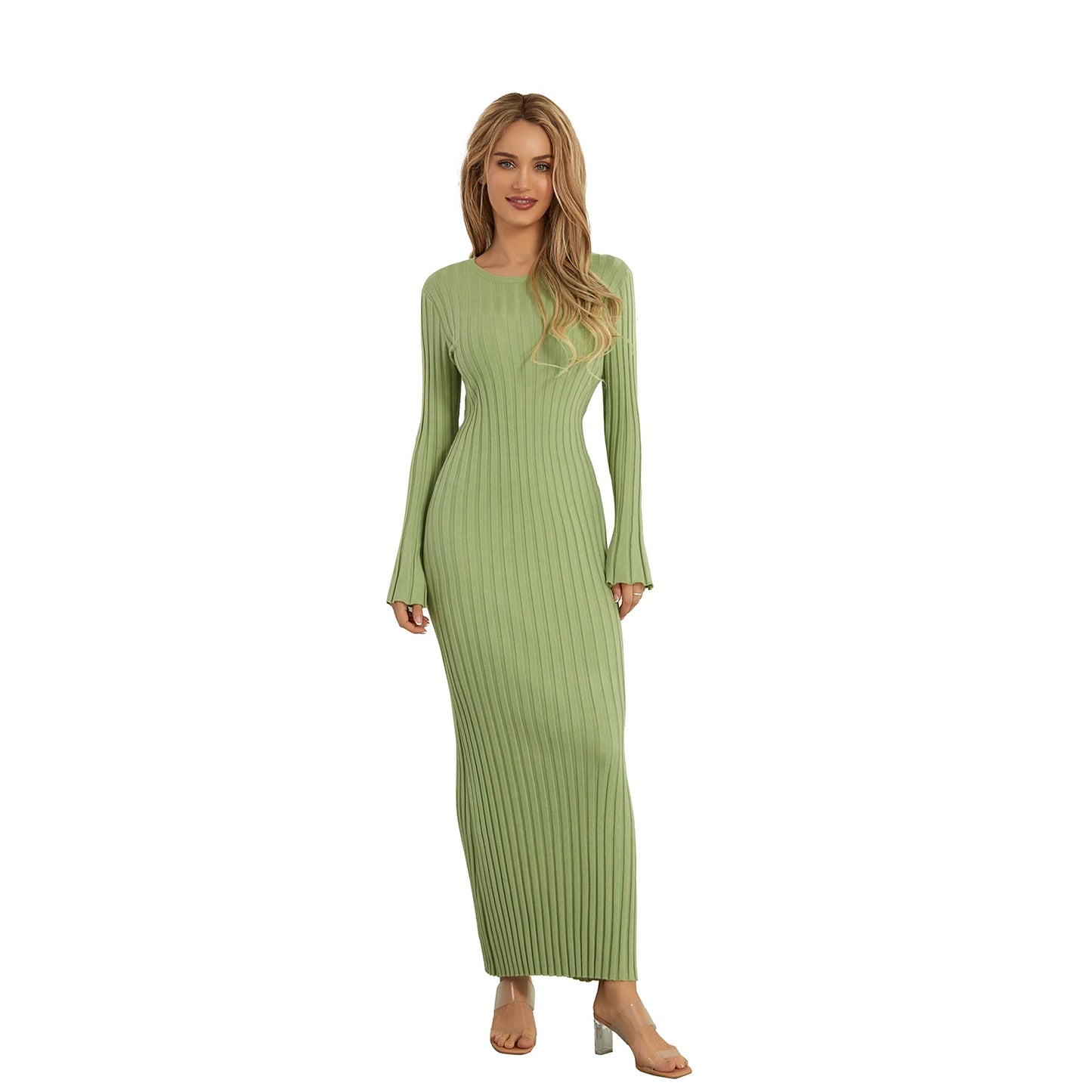 Elegant Women’s Knit Long Sleeve Bodycon Dress – Stylish & Comfortable Long Sleeve Midi Dress for Women