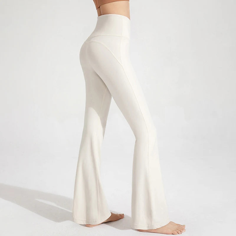 White flared pants on a white background