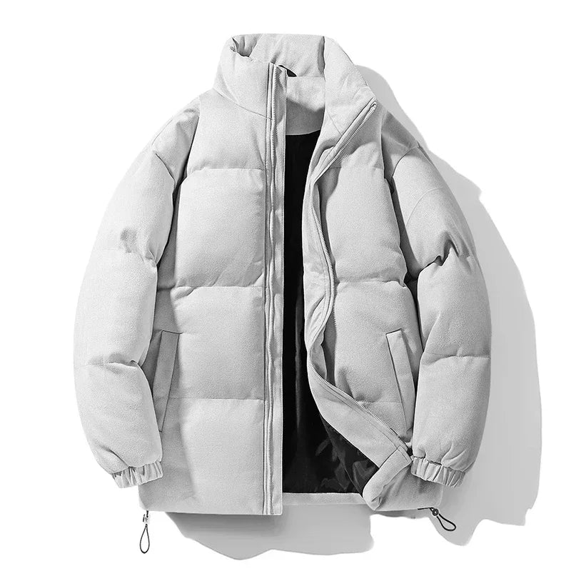 Men's Insulated Down-Filled Parka Jacket with Stand Collar