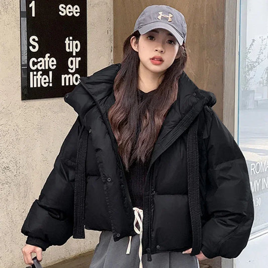 Women's Hooded Casual Loose Fit Cotton-Padded Jacket